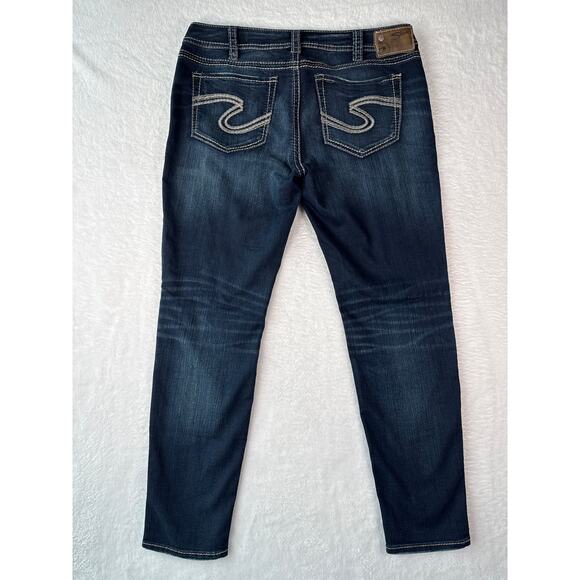 Silver Jeans Suki Super Mid Super Skinny 34x29 Dark Wash Thick Stitch - Picture 7 of 9